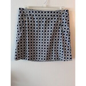 Tail Women Golf Skort Skirt Size 10 Stretch Pockets Black Geometric Side Zip